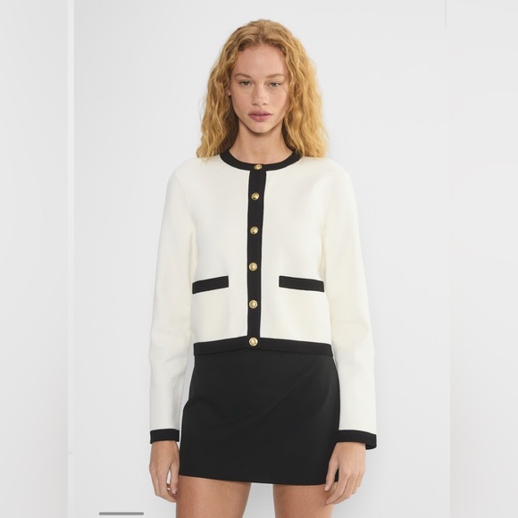 Aritzia Babaton Approach Cardigan in Light Birch/Black Size Small - Picture 5 of 13